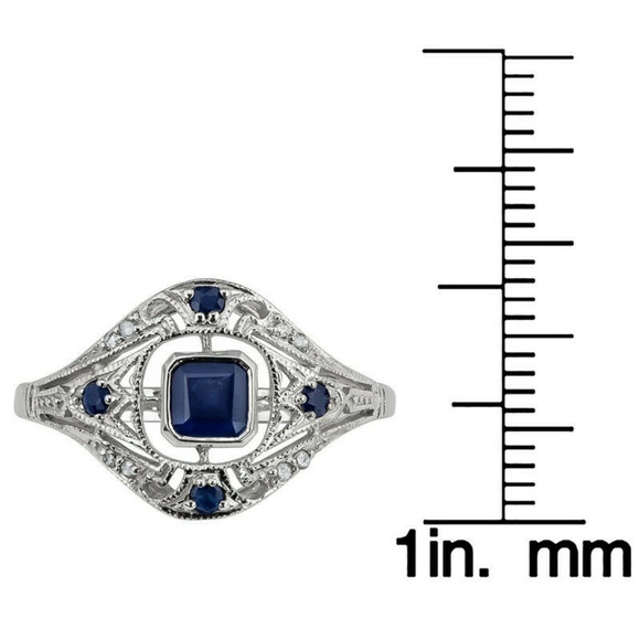 SALE ** BRAND NEW ** SAPPHIRE ART DECO RING - Picture 3 of 4